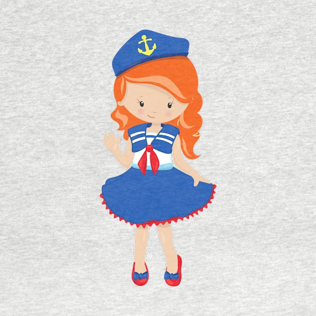 Boat Captain, Skipper, Orange Hair, Cute Girl by Jelena Dunčević